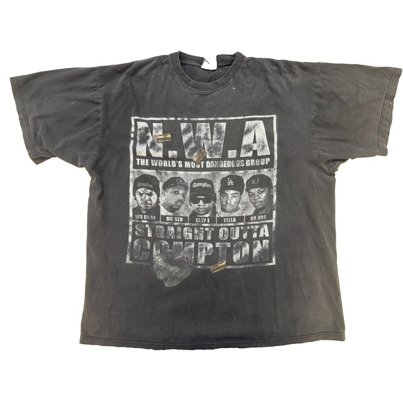 Vintage NWA Straight Outta Compton T-Shirt Phat Dog 2XL Black Airbrush Back Y2K - Picture 1 of 7